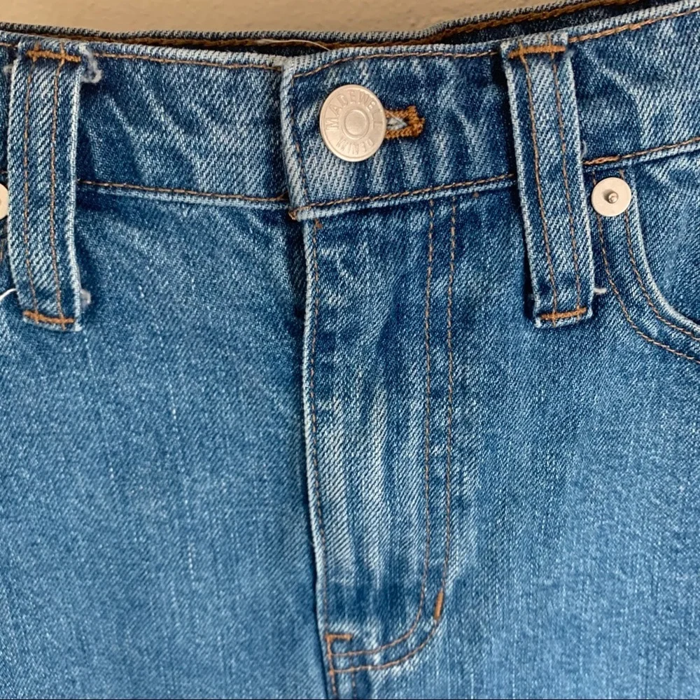 MADEWELL Denim Panel Frayed Hem 5 Pocket Skirt 100% Cotton - Picture 10 of 15